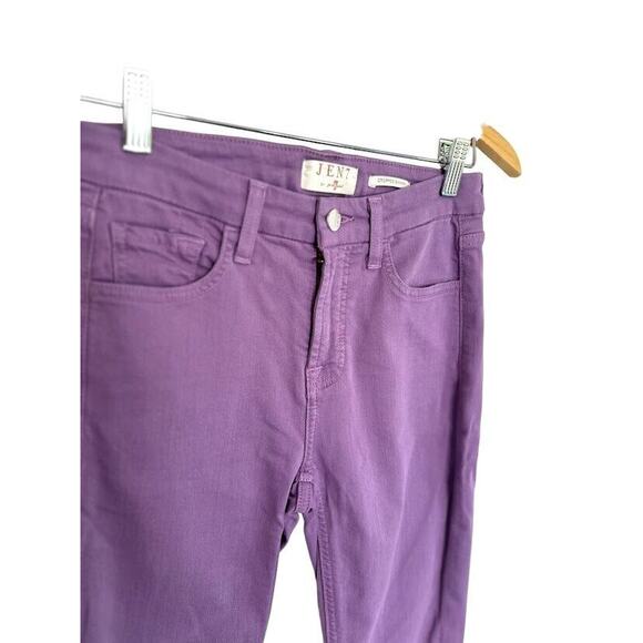 Jen 7 By 7 For All Mankind Women's Purple Jeans Raw Hem Cropped Skinny Size 2 - Picture 2 of 8